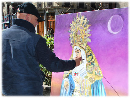 Tras terminar el Despojado. Jesús Mochón pinta la Virgen de la  Aurora