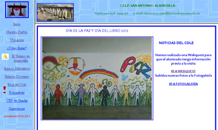 Portada de la web del CEIP San Antonio (Alamedilla)