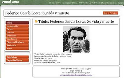 Webquest elaborada con Zunal dedicada a Federico García Lorca (pulsar la imagen para acceder)