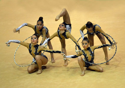 Equipo del Rítmica Nevada Armilla en el ultimo campeonato nacional celebrado en Zaragoza 