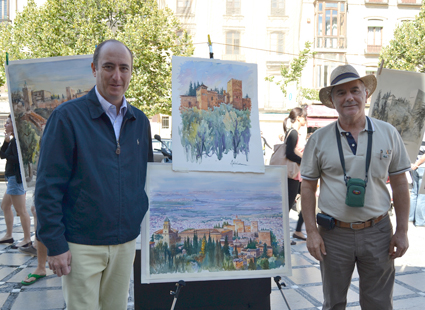 El concejal de Cultura apoyó en la presentación y clausura esta actividad. En la imagen, junto al acuarelista Antonio Vela 