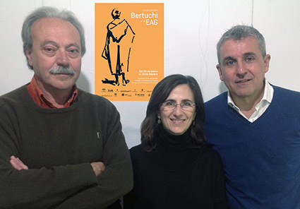 Manuel Fernández Magán, Teresa Rancaño y Blas Calero, coordinadores de la exposición 'Bertuchi y la EAG'