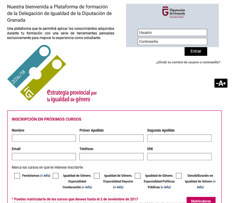 Diputación pone en marcha una plataforma on-line en materia de igualdad