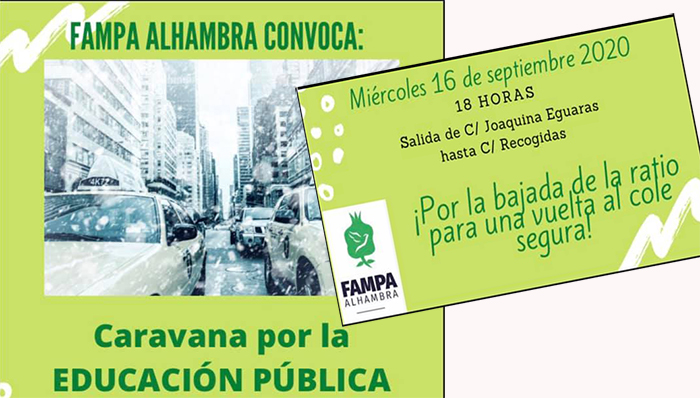 Fampa Alhambra convoca el miércoles una caravana en defensa de la Educación Pública