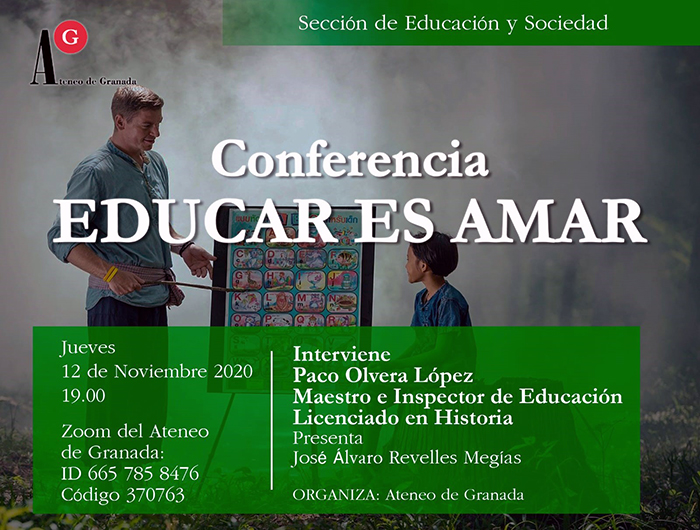 Conferencia de Paco Olvera sobre ‘Educar es amar’, organizada por el Ateneo de Granada