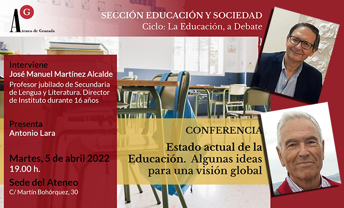 José Manuel Martínez Alcalde inaugura el ciclo del Ateneo de Granada, ‘La Educación, a debate’