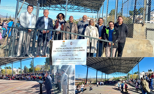 El Ayuntamiento de Monachil y la Diputación  posibilitan la construcción de una gran cubierta sobre la pista del colegio Los Llanos