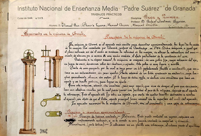 Elemento de la semana del Museo de Ciencias del IES Padre Suárez (198): Estudio de las leyes de la caída de los cuerpos con la máquina de Atwood. Trabajo práctico.