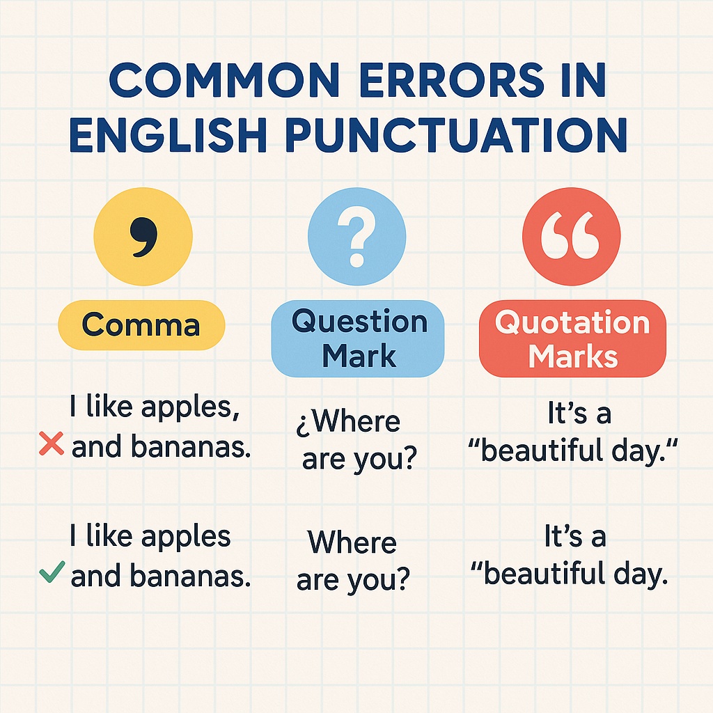 Errores comunes con la puntuación en inglés